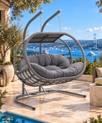 Bergama Çift Kişilik Rattan Salıncak