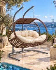 Bergama Çift Kişilik Rattan Salıncak