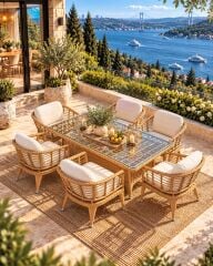 Göcek 6 Sandalyeli 100x200 Masa Takımı