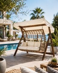 Girne Çift Kişilik Rattan Salıncak